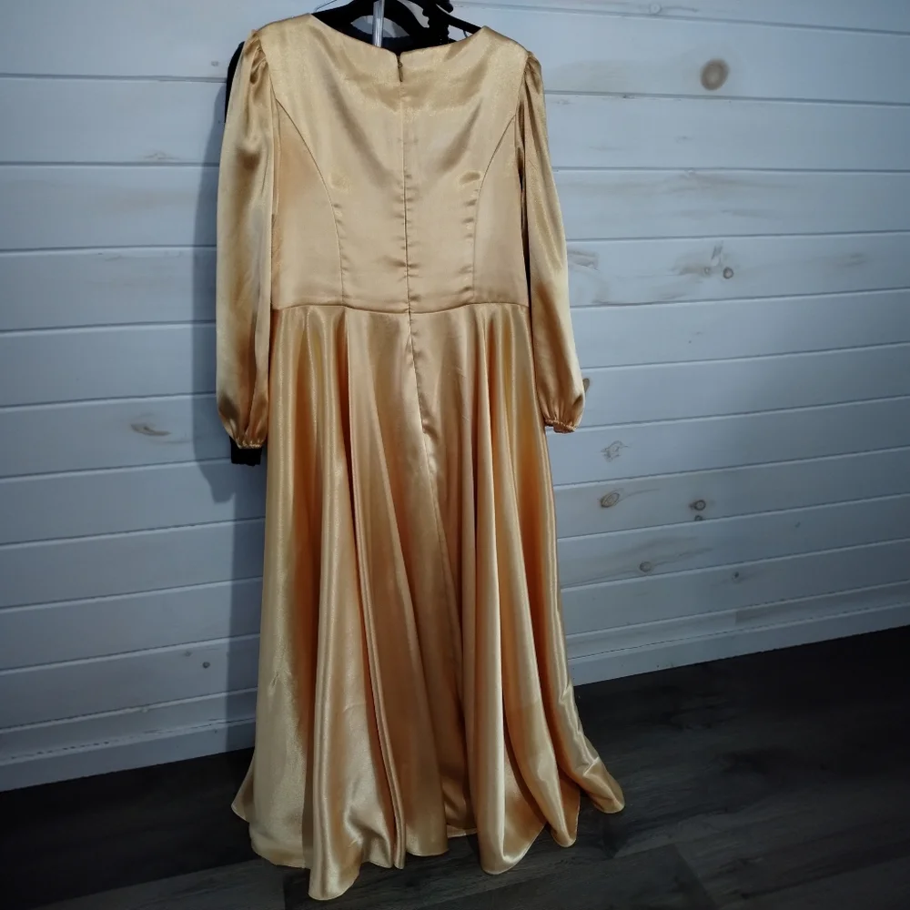 J.J.'s House Yellow Gold Stretch Satin Dress - Picture 7 of 14